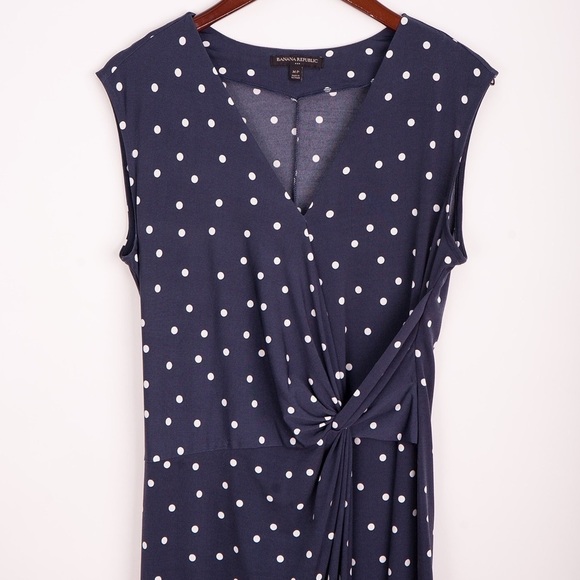 Banana Republic Sheath Dress Dark Blue & White Polka Dots Sze MP - Picture 4 of 13